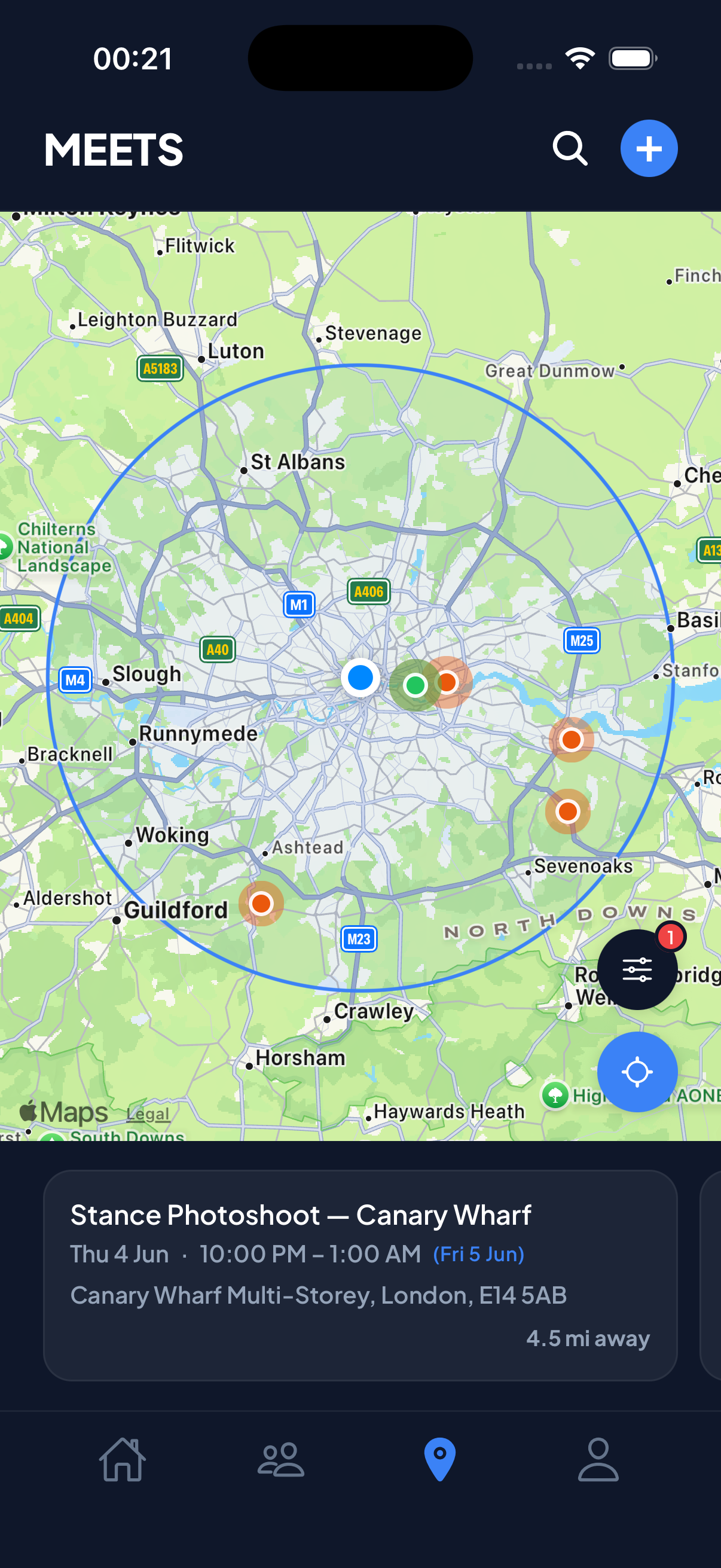 Meets map screen